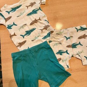 Carter's Shark Print Pajama Set - Teal and White